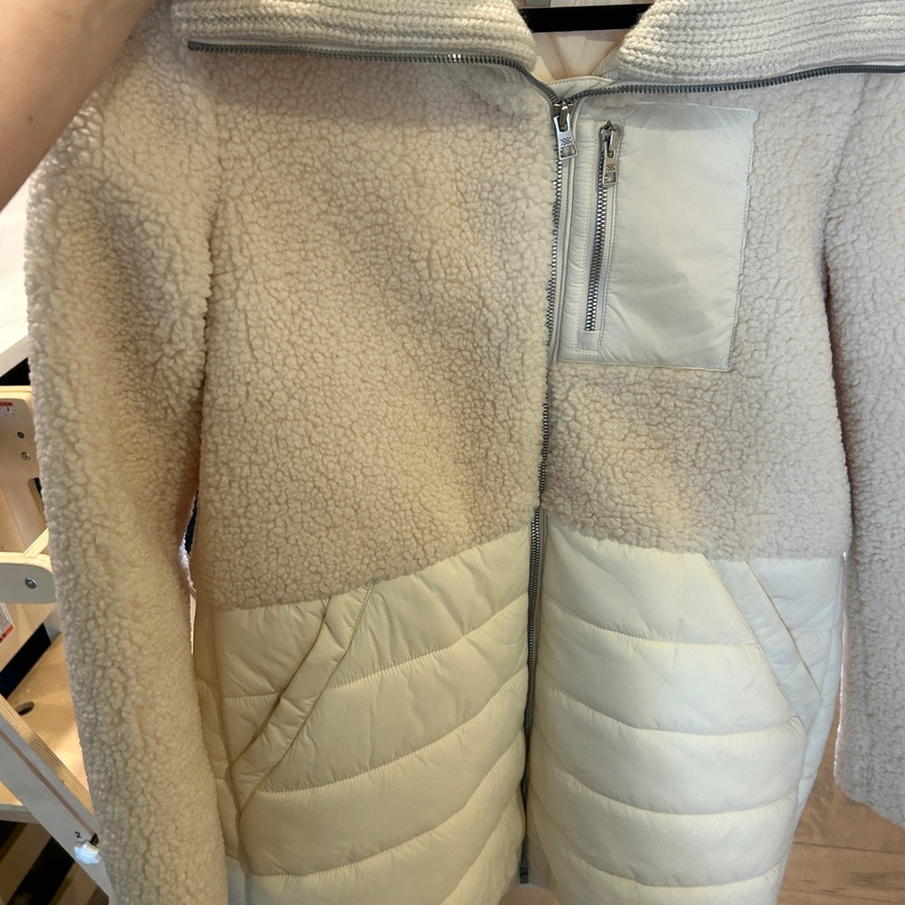 Soia & Kyo Cream Teddy Jacket with Quilted Accents